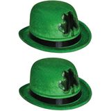 3x stuks st. Patricks day thema groene bolhoed - Carnaval verkleed hoeden - Feestkleding accessoires