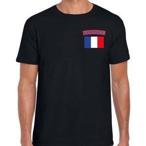 France t-shirt met vlag zwart op borst voor heren - Frankrijk landen shirt - supporter kleding