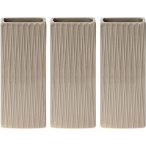 Waterverdamper radiator - 3x - beige - met relief - kunststeen - 18 cm - luchtbevochtiger