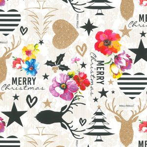 4x Rollen Kerst inpakpapier/cadeaupapier Kitsch wit/gekleurd 2,5 x 0,7 cm - Luxe papier kwaliteit kerstpapier - Kerstmis