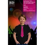 Bellatio Decorations Verkleed t-shirt voor kinderen - glitter stropdas - zwart - jongen - carnaval