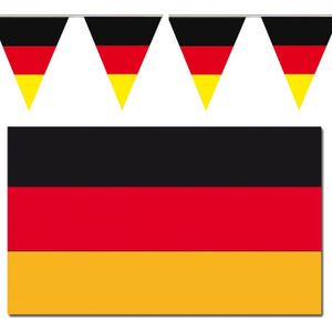 Versiering pakket vlaggen Duitsland voor binnen/buiten - Vlag 150 x 90 cm en puntvlaggetjes