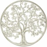 Wanddecoratie Tree of Life/Levensboom ornament - Mdf hout - Dia 30 cm - wit