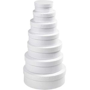 2x stuks ronde witte hobby knutselen doos/dozen van karton - 12.5 x 5 cm - Hoedendoos/cadeauverpakking