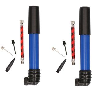2x Blauwe ballenpompen met naaldventielen en flexibele slang - Voetbalpomp/Basketbalpomp/Skippybalpomp