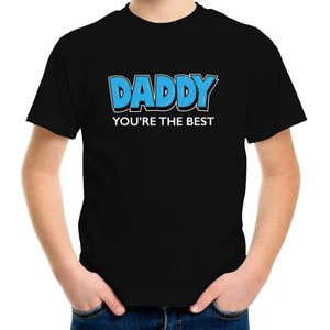 Daddy youre the best cadeau t-shirt - zwart met blauwe en witte letters - kinderen - unisex - jongens / meisjes - vaderdag / papa kado