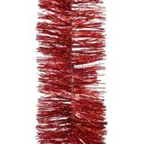 Kerstversiering kunststof kerstballen 6-8-10 cm met glitter folieslingers pakket rood van 28x stuks - Kerstboomversiering