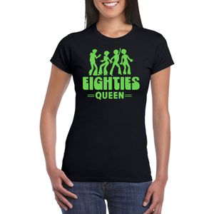 Bellatio Decorations Verkleed shirt voor dames - eighties queen - zwart/groen - jaren 80 - carnaval