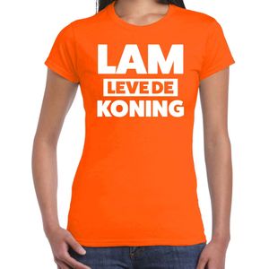 Koningsdag t-shirt Lam leve de koning - oranje - dames - koningsdag outfit / kleding