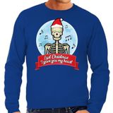 Foute Kersttrui / sweater - Last Christmas I gave you my heart - skelet - blauw voor heren - kerstkleding / kerst outfit