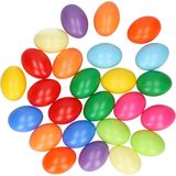 50x Gekleurde kunststof eieren decoratie 6 cm hobby/knutselmateriaal - Knutselen DIY eieren beschilderen - Pasen thema plastic paaseieren eitjes multikleur
