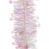 3x Kerstslingers sterren parelmoer wit 10 x 270 cm - Guirlande folie lametta - Parelmoer witte kerstboom versieringen
