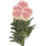 Emerald Kunstbloem roos Simone - 5x - roze - 73 cm - decoratie bloemen