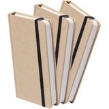 Set van 3x stuks luxe schriften/notitieboekje zwart met elastiek A5 formaat - blanco paginas - opschrijfboekjes - 100 paginas