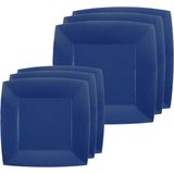 Santex Feest/verjaardag bordjes set - 40x stuks - donkerblauw - 18 cm en 23 cm