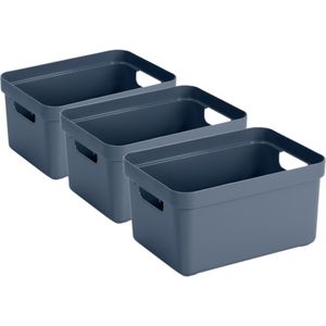 6x stuks donkerblauwe opbergboxen/opbergdozen/opbergmanden kunststof - 5 liter - opbergen manden/dozen/bakken - opbergers
