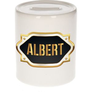 Albert naam cadeau spaarpot met gouden embleem - kado verjaardag/ vaderdag/ pensioen/ geslaagd/ bedankt