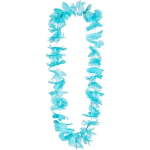 Boland Boland Hawaii krans/slinger - Tropische kleuren turquoise blauw - Bloemen hals slingers - Party verkleed accessoires