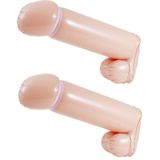 Opblaasbare penis/piemel - 2x - extra lang - 60 cm - vrijgezellenfeest - met aansluiting - fopartikelen