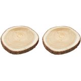 2x Woondecoratie houten boomschijf 29 x 3 cm - Woondecoratie/woonaccessoires - Boomschijven