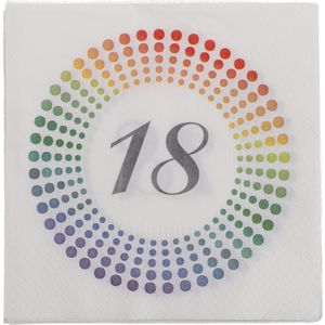 40x Leeftijd 18 jaar themafeest/verjaardag servetten 33 x 33 cm confetti - Papieren feest wegwerp tafeldecoraties