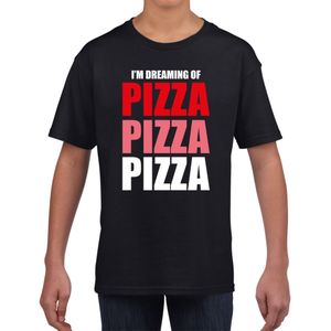 Dreaming of pizza fun t-shirt - zwart - kinderen - Feest outfit / kleding / shirt