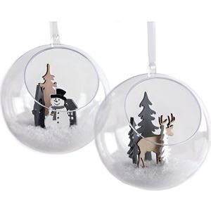 DIY open kerstballen - 2x stuks - transparant - 8 cm