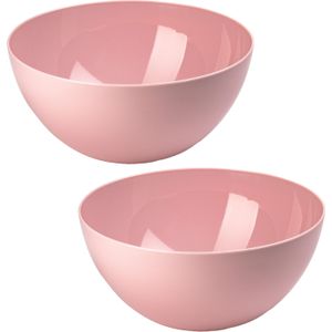 Plasticforte Serveerschaal/saladeschaal - 2x stuks - D28 x H14 cm - kunststof - roze