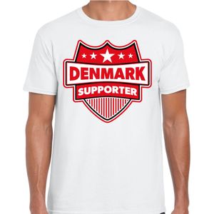 Denmark supporter schild t-shirt wit voor heren - Denemarken landen t-shirt / kleding - EK / WK / Olympische spelen outfit