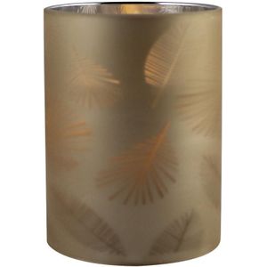1x stuks luxe led kaarsen in goud bladeren glas D7 x H10 cm - Woondecoratie - Elektrische kaarsen