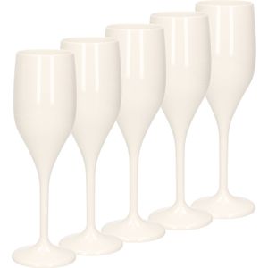 Set van 15x stuks champagneglazen/prosecco flutes wit 150 ml van onbreekbaar kunststof - Champagneflutes - Champagneglazen