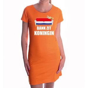 Bank zit koningin oranje jurk voor dames - Koningsdag / Woningsdag - oranje kleding / jurkjes