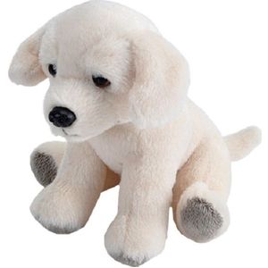 Pluche knuffel Blonde Labrador hond van ongeveer 13 cm - Speelgoed knuffelbeesten - Honden huisdieren