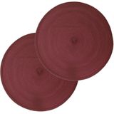 Set van 6x stuks placemats bordeaux rood - gevlochten kunststof - 38 cm - Onderleggers