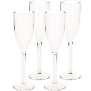 4x stuks onbreekbaar champagne/prosecco glas transparant kunststof 15 cl/150 ml - Onbreekbare champagne glazen/flutes