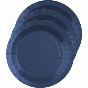 Santex feest gebak/taart bordjes - kobalt blauw - 10x stuks - karton - D17 cm