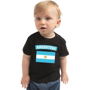 Argentina baby shirt met vlag zwart jongens en meisjes - Kraamcadeau - Babykleding - Argentinie landen t-shirt