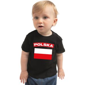 Polska baby shirt met vlag zwart jongens en meisjes - Kraamcadeau - Babykleding - Polen landen t-shirt