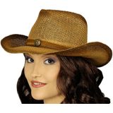 Chaks Cowboy/rodeo hoed - bruin - volwassenen - stro - Carnaval accessoires