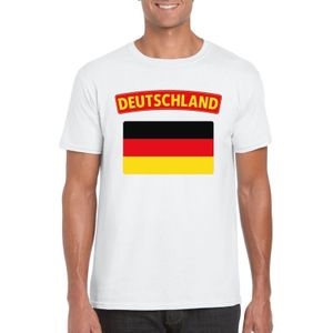 Duitsland t-shirt met Duitse vlag wit heren