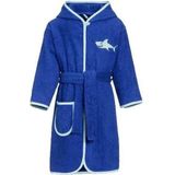 Blauwe badjas/ochtendjas haai borduursel voor kinderen - Playshoes kinder badstof badjas