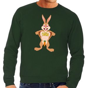 Groene Paas sweater verliefde paashaas - Pasen trui voor heren - Pasen kleding