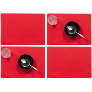 Set van 8x stuks stevige luxe Tafel placemats Plain rood 30 x 43 cm - Met anti slip laag en Teflon coating toplaag