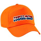 2x stuks oranje Holland fan pet / cap met Nederlandse vlag - kinderen - EK / WK / Koningsdag - supporter petje / kleding