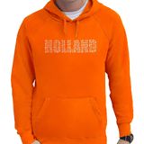 Glitter Holland hoodie oranje met steentjes/rhinestones voor heren - Oranje fan shirts - Holland / Nederland supporter - EK/ WK trui met capuchon / outfit