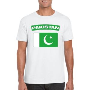 Pakistan t-shirt met Pakistaanse vlag wit heren