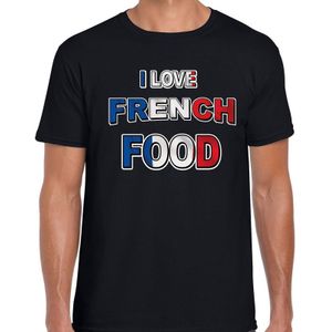 I love French food t-shirt zwart met kleuren Franse vlag voor heren - Frankrijk shirtjes / food t-shirts