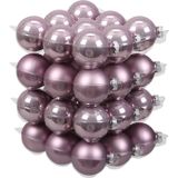 72x stuks glazen kerstballen salie paars (lilac sage) 4 en 6 cm mat/glans