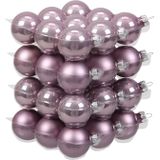 72x stuks glazen kerstballen salie paars (lilac sage) 4 en 6 cm mat/glans