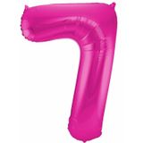 Cijfer ballonnen - Verjaardag versiering 17 jaar - 85 cm - roze